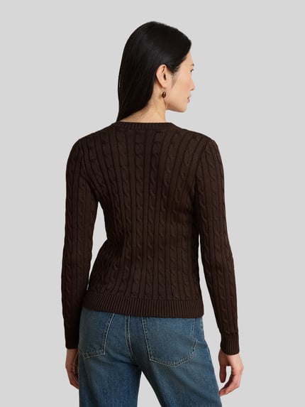 Lauren Ralph Lauren Slim Fit Strickjacke aus Baumwoll-Viskose-Mix Dunkelbraun 5