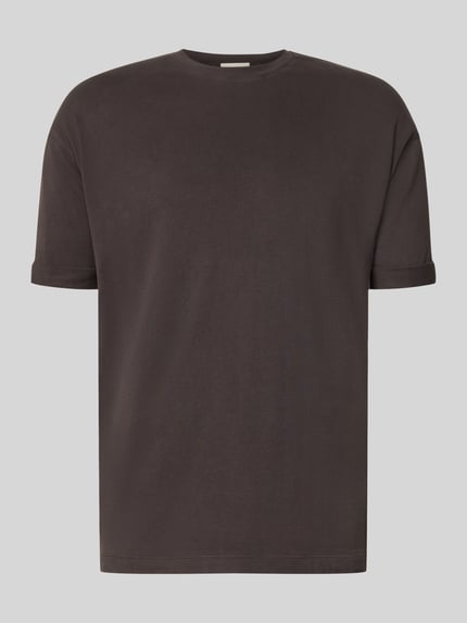 Produktfoto, dunkelbraunes Regular Fit T-Shirt aus reiner Baumwolle Modell 'Thilo' von DRYKORN, Rundhalsausschnitt, glatte Textur