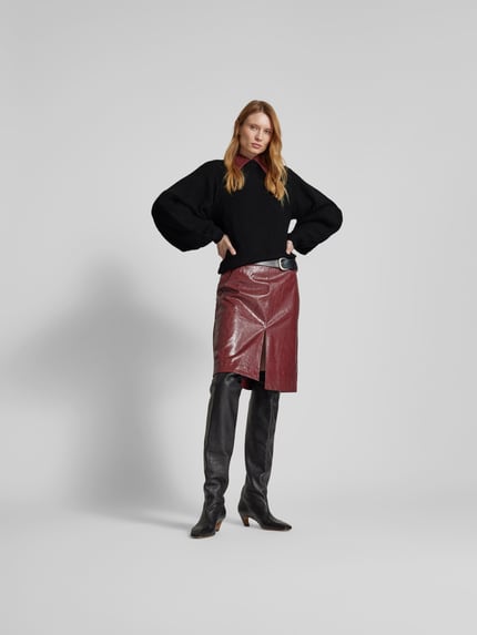 Staud Sweter wełniany o kroju oversized z imitacji dzianiny Czarny 1