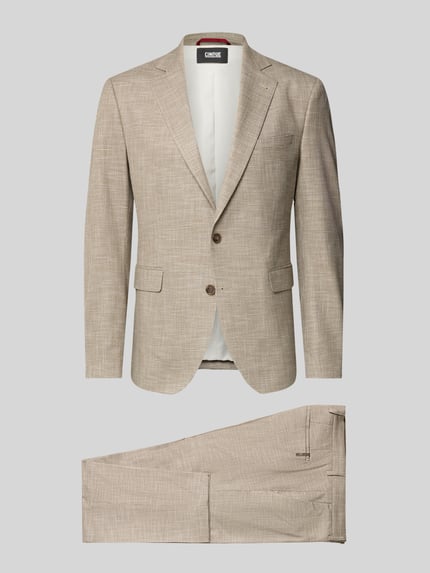 Productfoto, Regular Fit Blazer uit viscose-mix model 'Dalotti' van CINQUE, elastische stof, reverskraag, twee knopen, klepzakken, beige kleur, fijne structuur, maat 50: taillewijdte 44 cm, ruglengte 73 cm, schouderbreedte 42 cm, mouwlengte 64 cm, binnenbeenlengte 80 cm.