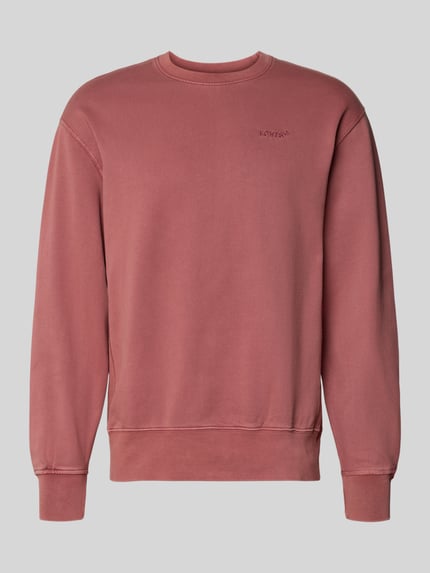 Produktfoto, Sweatshirt mit Logo-Stitching und Rundhalsausschnitt von Levi's®, różowa bawełna woskowana, luźny krój, logo z przodu