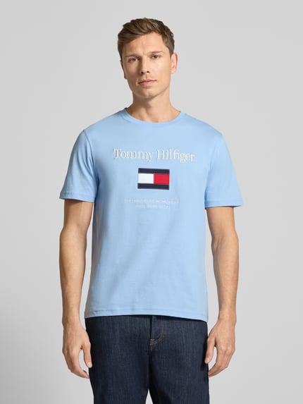 Tommy Hilfiger Regular Fit T-Shirt aus reiner Baumwolle Hellblau 4
