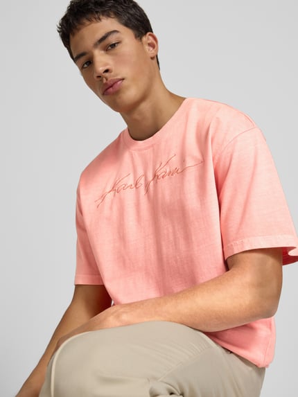 Karl Kani T-Shirt mit Label-Stitching Orange 3