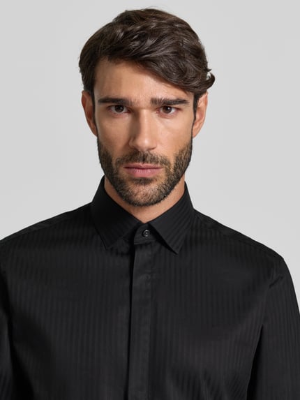 Jake*s Slim Fit Business Hemd aus Baumwolle mit Kentkragen Black 3