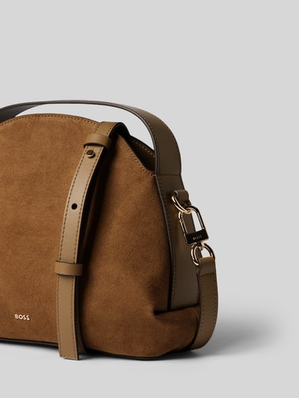 BOSS Henkeltasche aus Kalbvelours mit Crossbody-Riemen Camel 2