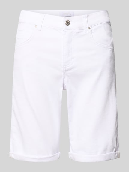Produktfoto, Jeansshorts mit Eingrifftaschen von Angels aus weißem Baumwoll-Elasthan-Mix, Regular-Fit, Umschlag, Bundweite 39 cm, Innenbeinlänge 27 cm, Größe 36