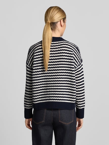 Weekend Max Mara Sweter o luźnym kroju z czystej żywej wełny model 'SPIGA' Ciemnoniebieski 5