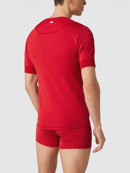 SCHIESSER T-Shirt mit kurzer Knopfleiste Modell 'Karl' Rot 4