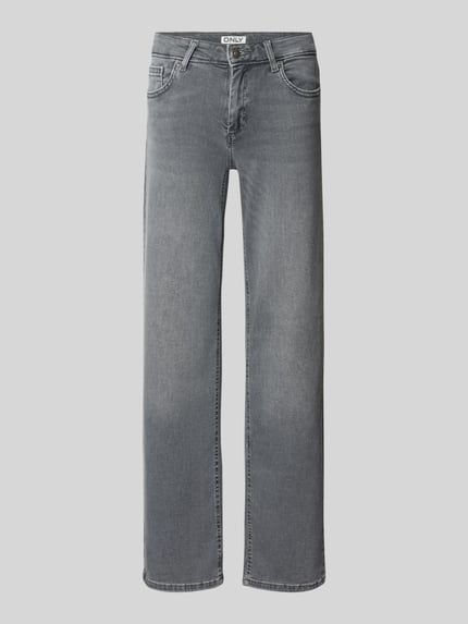 Produktfoto, grijze straight fit jeans uit katoenmix Straight Fit Jeans aus Baumwoll-Mix Modell 'BLUSH' van ONLY, dames straight fit jeans