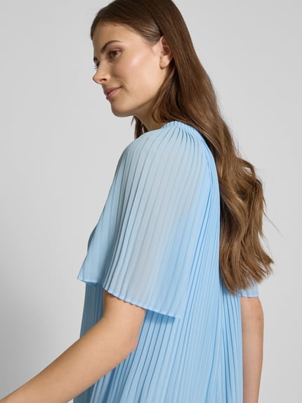 COMMA Knielange jurk met plissévouwen Blauw - 3