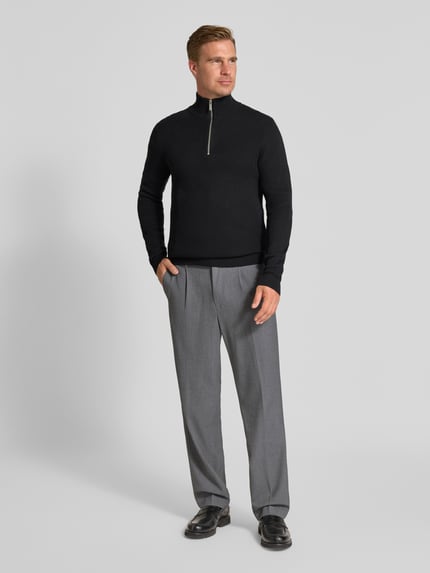 Selected Regular fit schipperstrui van puur katoen, model 'DANE' Zwart - 1