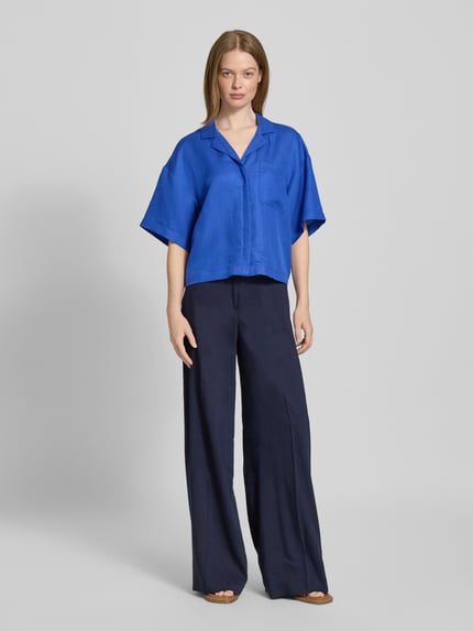 Selected Boxy fit overhemdblouse van een mix van lyocell en linnen, model 'LYRA' Koningsblauw - 1