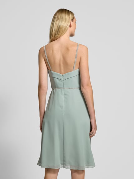 LUXUAR FASHION Knielanges Cocktailkleid mit Strasssteinbesatz Gruen 5