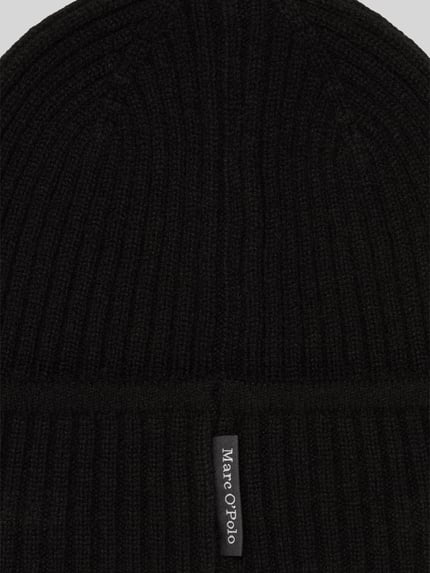 Produktfoto, Mütze aus Yak-Schurwolle von Marc O'Polo, unifarben, Rippstrick-Struktur, Struktur-Muster, Hutband, Herren Accessoire.