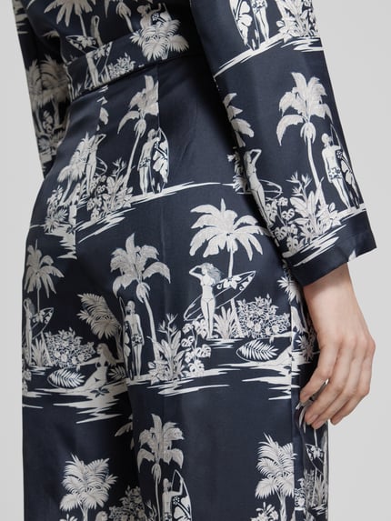 Max Mara Studio Straight leg stoffen broek met persplooien, model 'PAGLIE' Marineblauw - 3