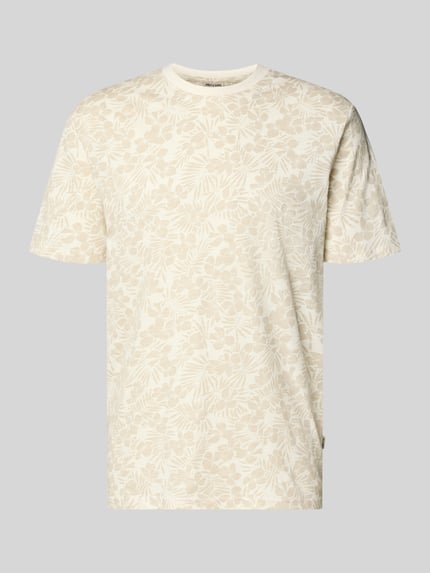 Produktfoto, Regular Fit T-Shirt aus reiner Baumwolle Modell 'PERRY' von Only & Sons, Optik:Allover-Muster, kurzarm, Jersey, Beige-Töne