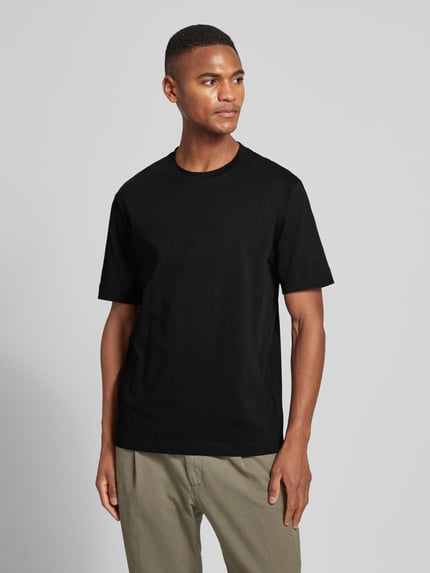 DRYKORN T-Shirt mit geripptem Rundhalsausschnitt Modell 'RAPHAEL' Black 4