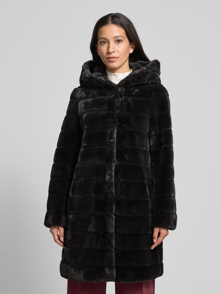 PETITE M. Mantel aus Kunstfell mit Kapuze und Eingrifftaschen Anthrazit 4