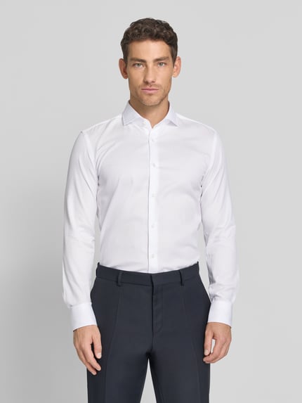 BOSS Slim Fit Businesshemd aus reiner Baumwolle Modell 'H-HANK-SP' Weiss 4