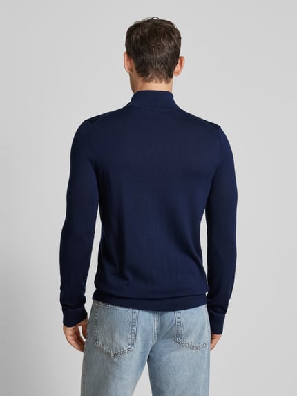 Selected Strickpullover aus Merinowolle mit Troyer-Kragen Modell 'TRAY' Dunkelblau 5