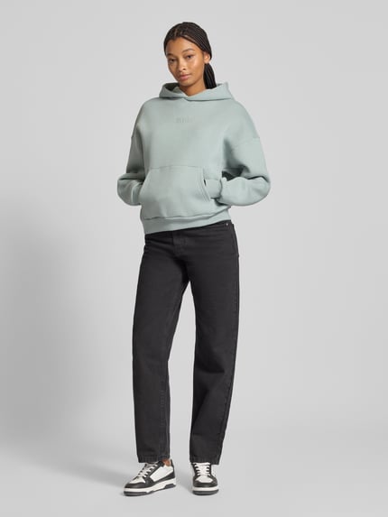 REVIEW Hoodie mit Label-Stitching Bleu 1