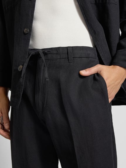 Selected Regular Fit Leinenhose mit Bügelfalten Modell 'LEROY' Black 3