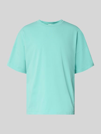 Produktfoto, T-Shirt mit geripptem Rundhalsausschnitt Modell 'FIZVALLEY' von American Vintage in Mintgrün, reine Baumwolle, Loose Fit