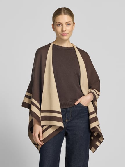 COMMA Poncho aus Viskose-Mix mit Kontraststreifen Schoko 4