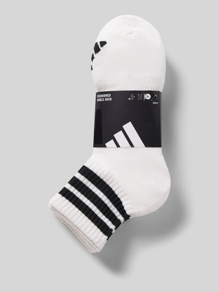Produktfoto, Strümpfe aus Baumwoll-Mix im 3er-Pack von adidas Sportswear, Optik: Unifarben, Logo-Print, Kontraststreifen, Bundabschluss: gerippt, Feinstrick