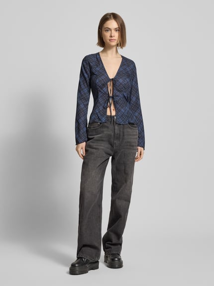 Weekday Hemdbluse mit Schnürverschluss Mittelgrau Melange 1