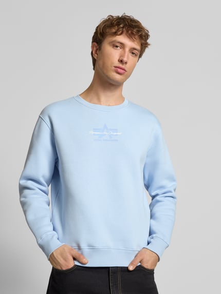 Alpha Industries Bluza z logo i okrągłym dekoltem Jasnoniebieski 3