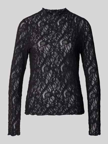 s.Oliver BLACK LABEL Langarmshirt mit Ausbrenner-Spitze Black 2
