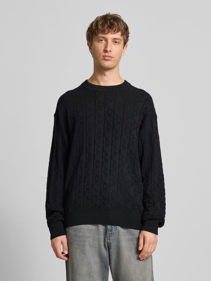 Calvin Klein Jeans Strickpullover mit Rundhalsausschnitt Modell 'EASY' Black 4