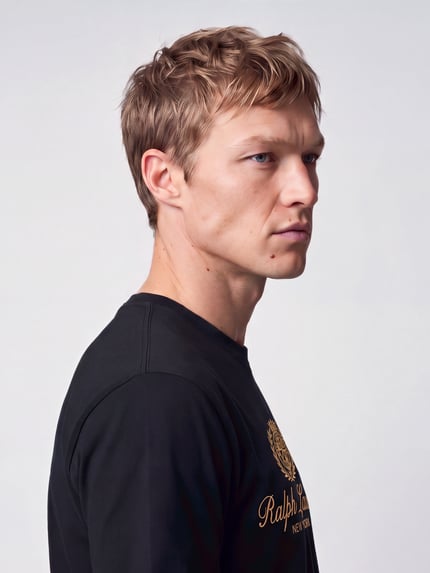 Polo Ralph Lauren T-Shirt mit goldfarbenem Logo-Print Black 3