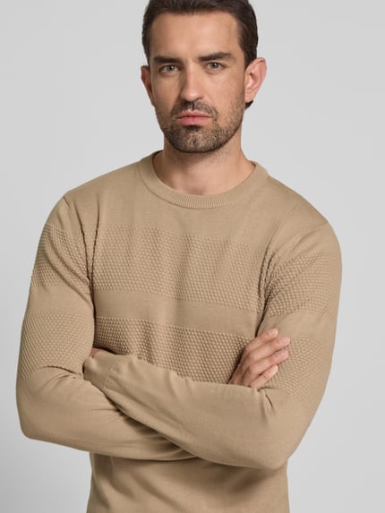 Lindbergh Gebreide pullover met ribboorden Zand - 3