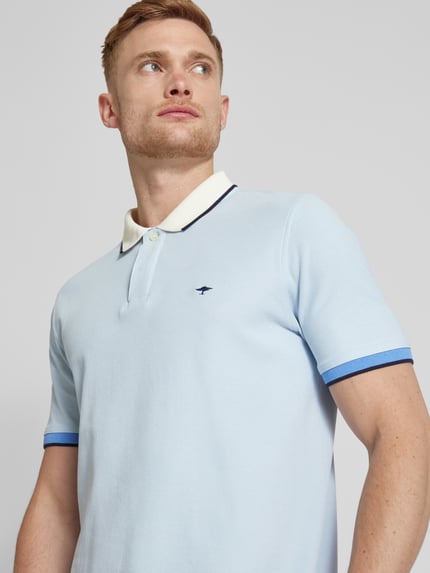 Fynch-Hatton Regular fit poloshirt met contrastgarnering Lichtblauw gemêleerd - 3