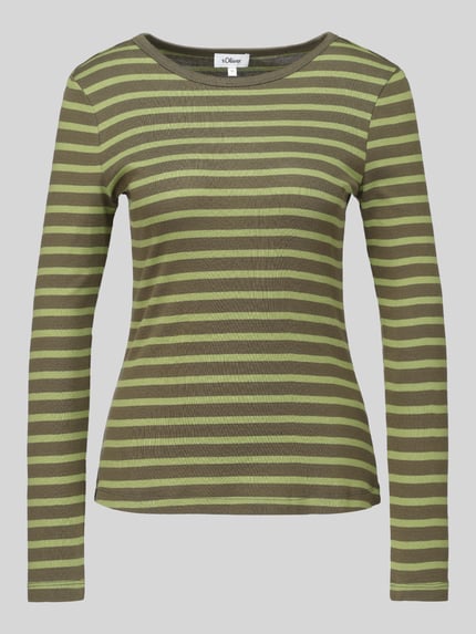 s.Oliver RED LABEL Longsleeve mit abgerundetem Saum Khaki 2