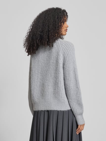 Fynch-Hatton Loose Fit Strickjacke aus Alpaka-Mix mit Woll-Anteil Hellgrau Melange 5