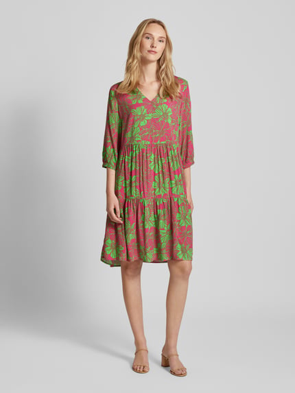 Montego Knielange jurk van viscose met bloemenmotief Metallic roze - 4