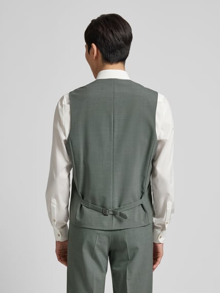 Carl Gross Slim fit gilet met lanawol, model 'Warren' Groen - 5