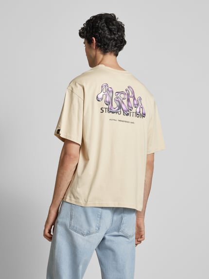 Alpha Industries T-shirt z nadrukiem z logo model ‘Studio Edition’ Złamany biały 5
