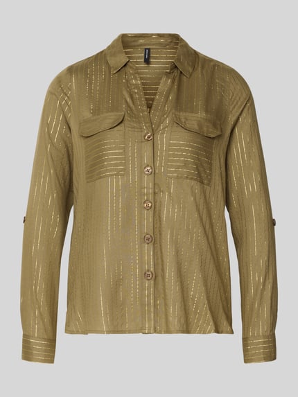 VERO MODA Bluzka koszulowa o kroju regular fit z mieszanki wiskozy model ‘BUMPY’ Oliwkowy 2