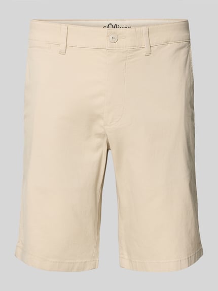 Produktfoto, Regular Fit Bermudas aus Baumwoll-Mix Modell 'PHOENIX' von s.Oliver RED LABEL, Optik: Unifarben, Twill-Struktur, helle Farbe, Gürtelschlaufen, Knopf und verdeckter Reißverschluss, 5-Pocket-Design.
