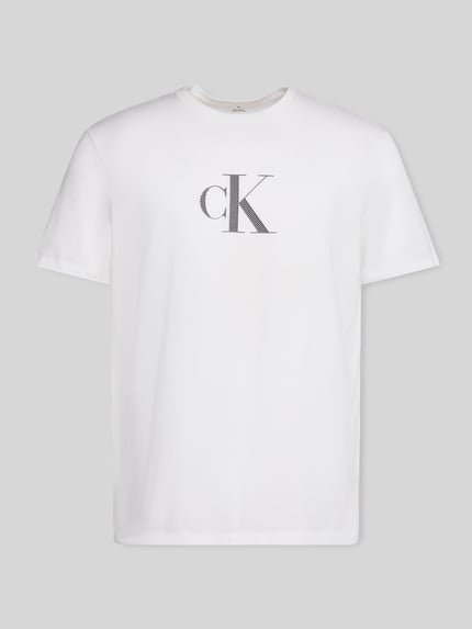 CK Calvin Klein Regular Fit T-Shirt mit Logo Print Weiss 2