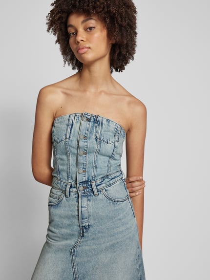 Weekday Kleid mit Knopfleiste Modell 'Scottsdale' Jeansblau 3