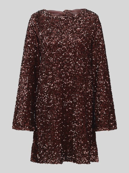 PIECES Paillettenkleid mit Rückenausschnitt Modell 'PCKAMMY' Mittelbraun 2