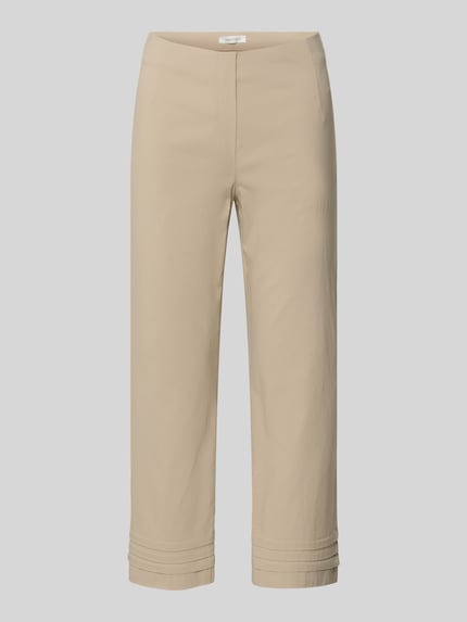 Produktfoto, Caprihose aus Viskose-Mix Modell 'Ina' von STEHMANN, Damen Caprihose in Beige mit Drapierungen, Slim-Fit, Stretch-Anteil, Bundweite 38 cm, Innenbeinlänge 59 cm