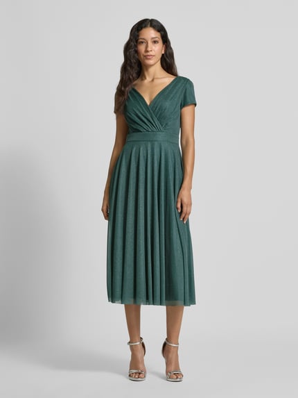 Vera Mont Knielanges Cocktailkleid mit V-Ausschnitt Gruen 4
