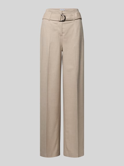 MORE & MORE Stoffen broek met bandplooien Taupe - 2