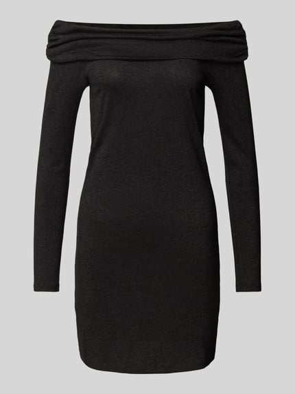 ONLY Minikleid mit Carmen-Ausschnitt mit Glitzerfaden Modell 'ROMA' Metallic Black 2